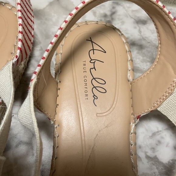 Abella Riviera espadrille Sandals size 8.5 M red and white stripe - Picture 6 of 6